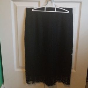 J. Crew black lace pencil skirt